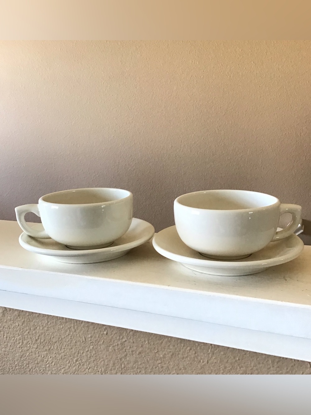 Vintage Buffalo Stoneware Restaurant Style Cappuccino Cups & Saucers